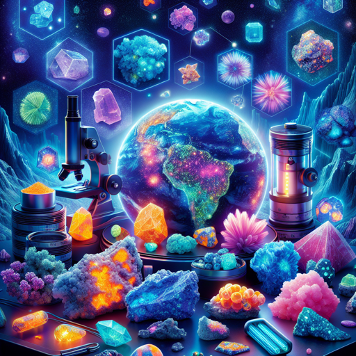 A vibrant display of fluorescent minerals under UV light, showcasing their unique glow and colors. banner