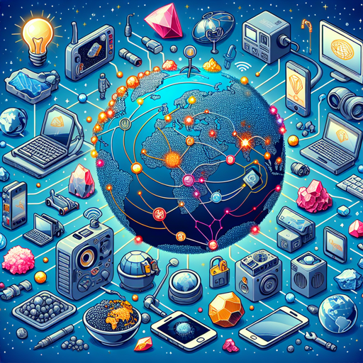 A vibrant illustration showing minerals powering technology and devices, highlighting geology and mining. banner