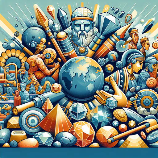 Ancient civilizations using minerals for tools and art, highlighting geology and mining. banner