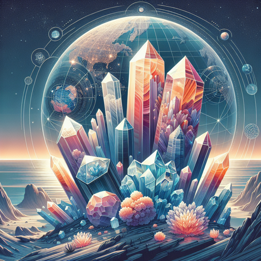 Vibrant depiction of large crystal formations, highlighting minerals and gemstones in geology. banner