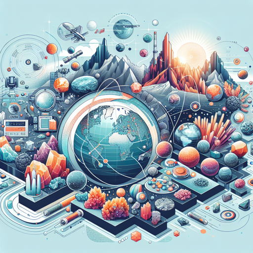 A vibrant illustration showcasing rare minerals, gemstones, and geological elements from Earth. banner