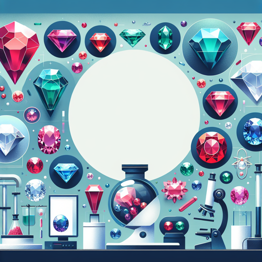 A collection of colorful gemstones and laboratory equipment for a gemstones guide. banner