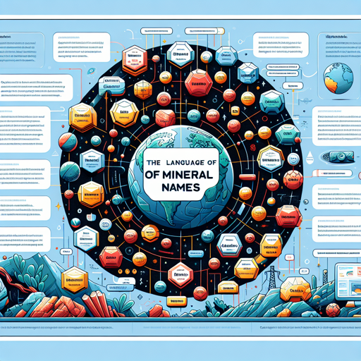 A colorful infographic illustrating the origins and meanings of mineral names in geology. banner