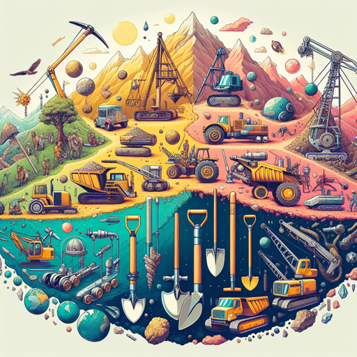 Illustration showing the evolution of mining tools from traditional to modern equipment. banner