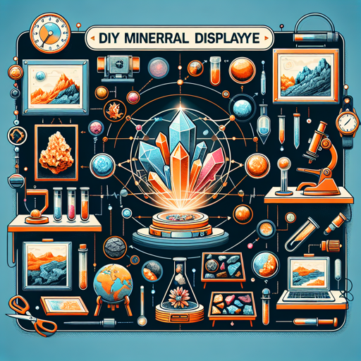 Creative DIY mineral display ideas featuring crystals, geological tools, and educational elements. banner