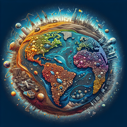 A colorful illustration of Earth highlighting minerals, mining, and ecosystems in harmony. banner