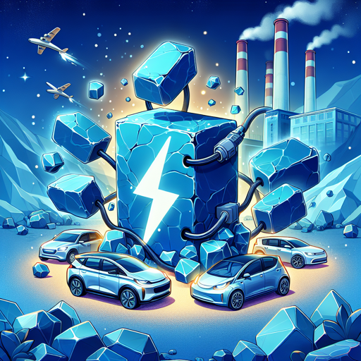 Illustration highlighting cobalt's role in electric vehicles, featuring mining operations, cobalt processing, and its use in lithium-ion batteries for sustainable transportation. banner